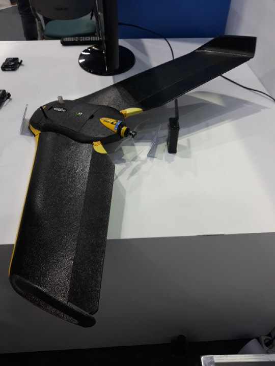 작물 생육 측정 드론 모습.  황병서 기자.